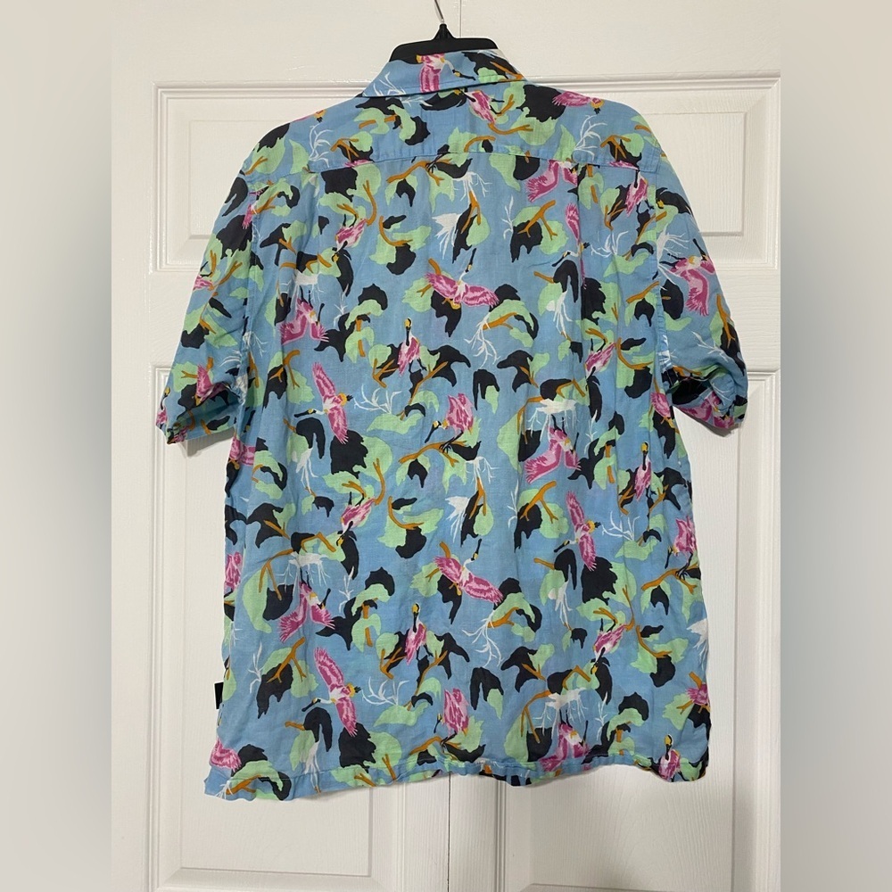 Patagonia vintage Tropical Bird Heron Crane Short Sleeve Shirt size L - Picture 3 of 6